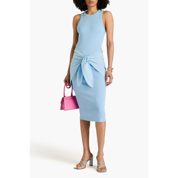 Veronica Beard Odeon Light Blue Ribbed Layered Midi Dress - Picture 1 of 6